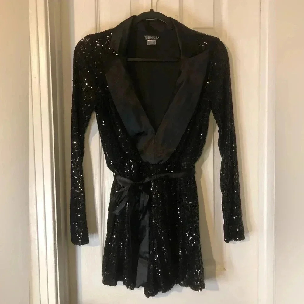 Sequin Tuxedo Romper - image 4